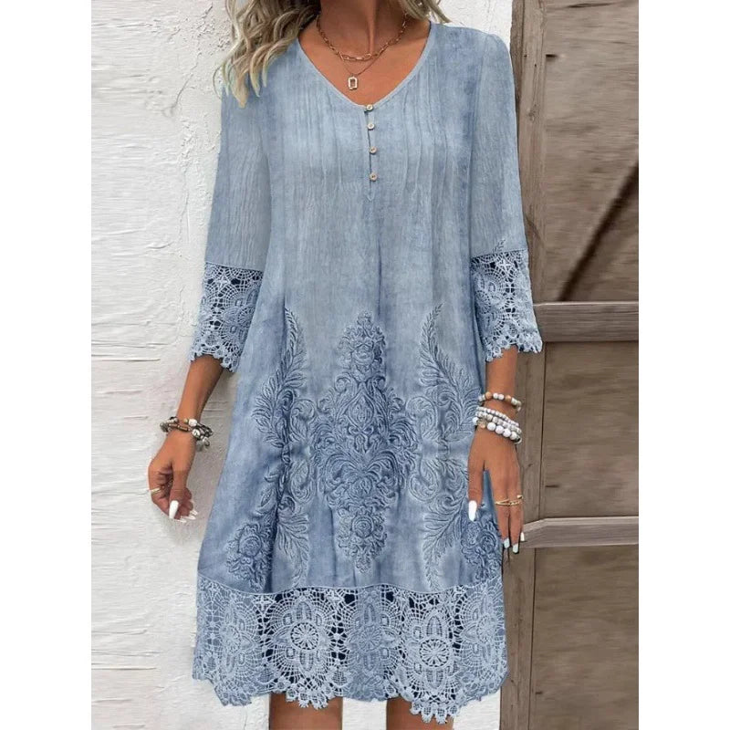 Dione Espejismo Encaje Y Gasa Vestido Con Apertura Wisteria Tallas Grandes