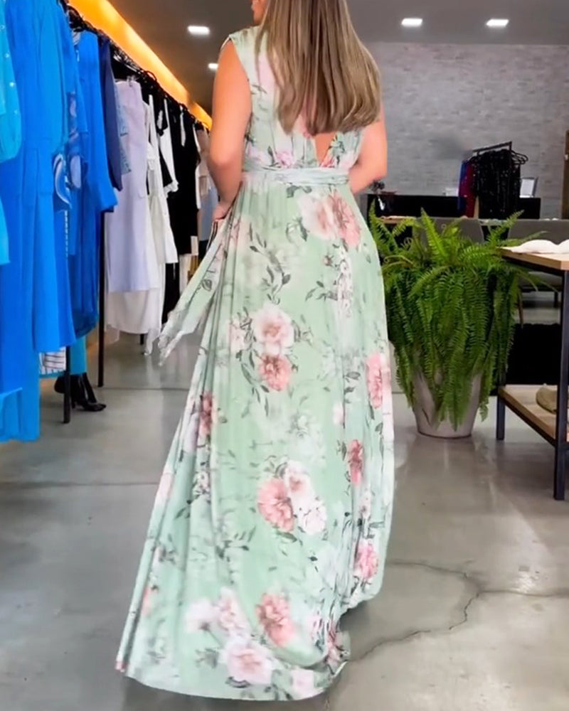 Venesa™ | Elegante vestido sin mangas con escote en V y estampado floral