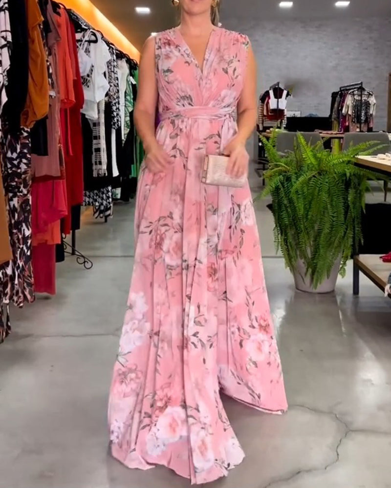 Venesa™ | Elegante vestido sin mangas con escote en V y estampado floral