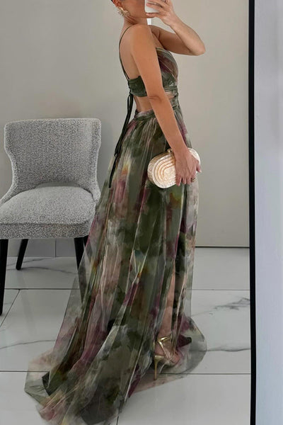 Giselle - Vestido largo con estampado floral encantador