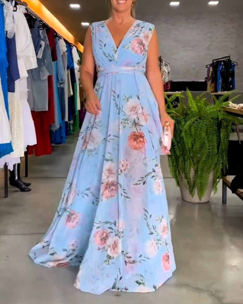Venesa™ | Elegante vestido sin mangas con escote en V y estampado floral