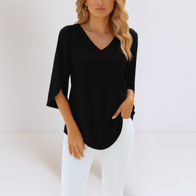Sophie™ | Elegante blusa con escote en pico y mangas abiertas