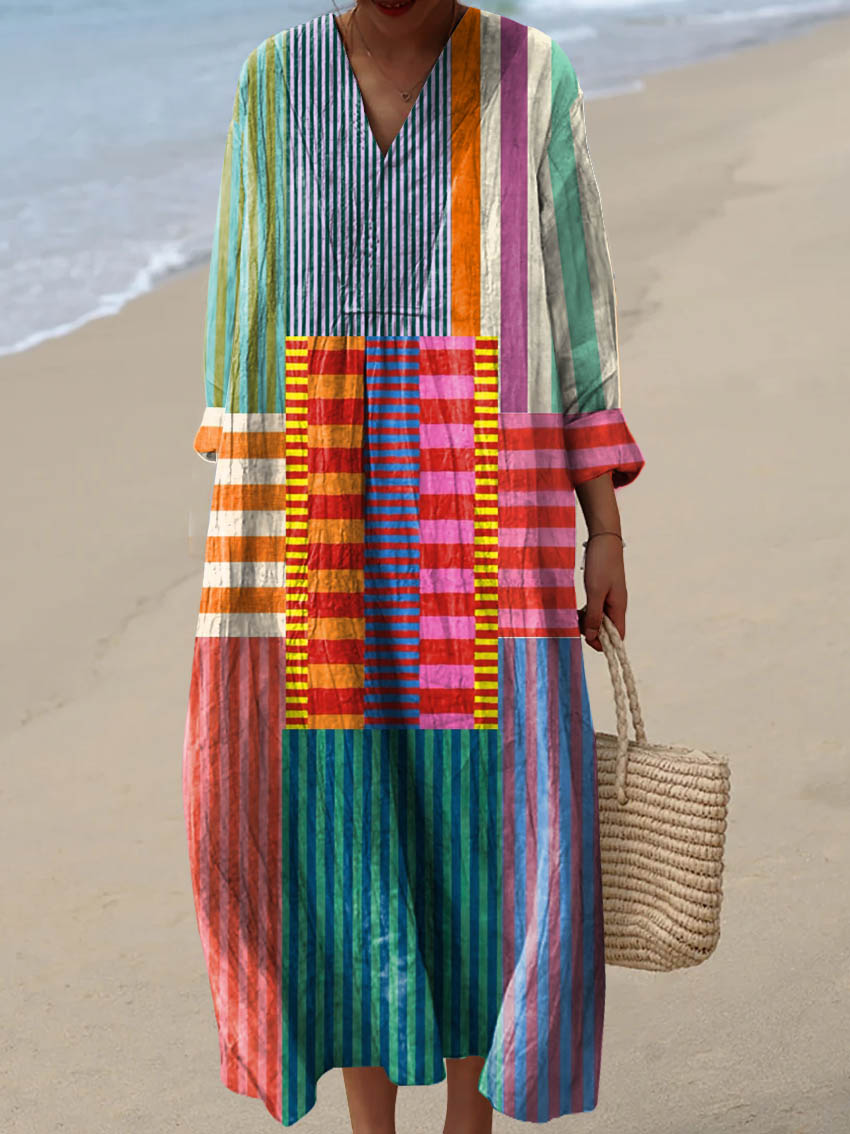 Arla - Vestido con estampado geométrico vintage para mujer