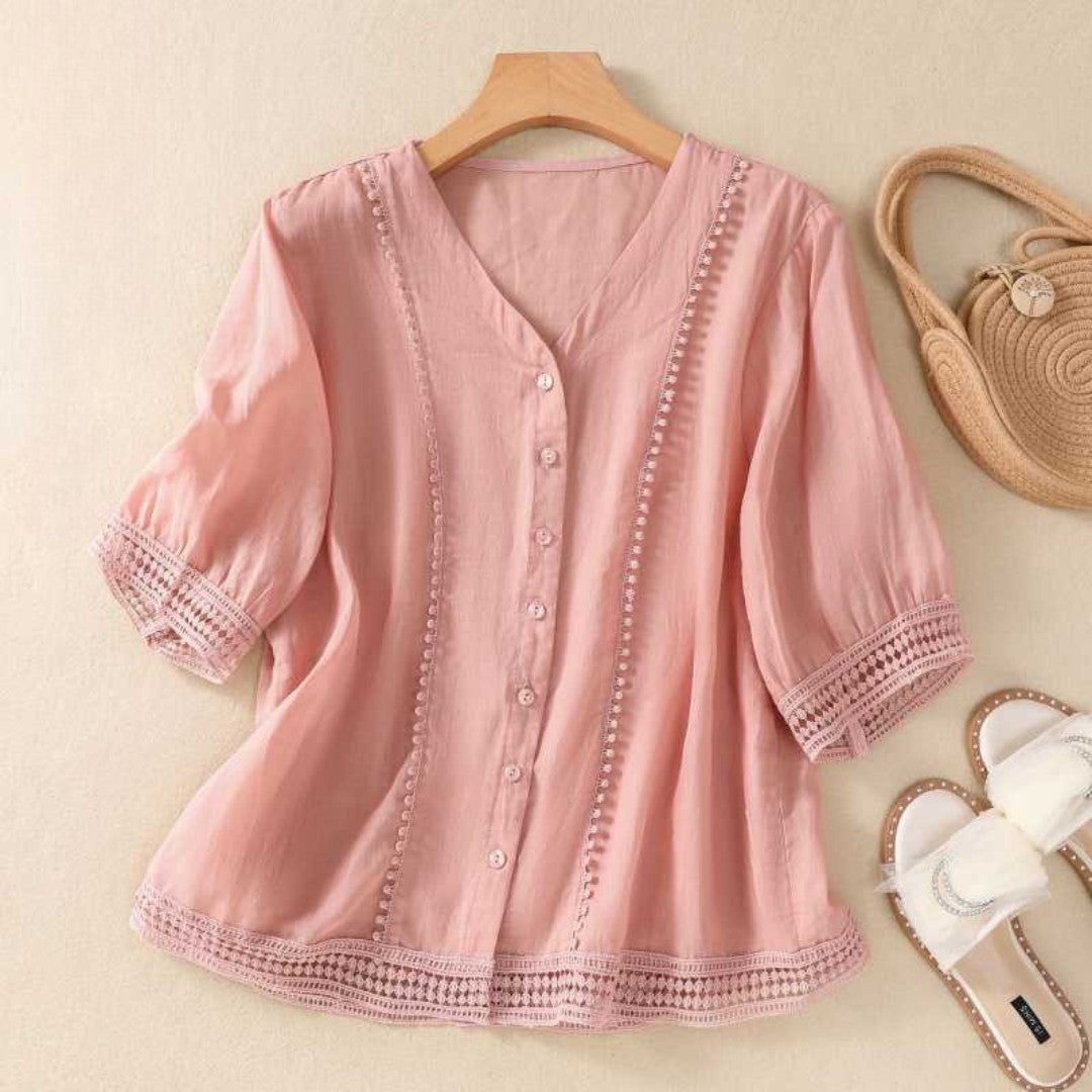 Laurienne™ | Blusa de encaje abotonada