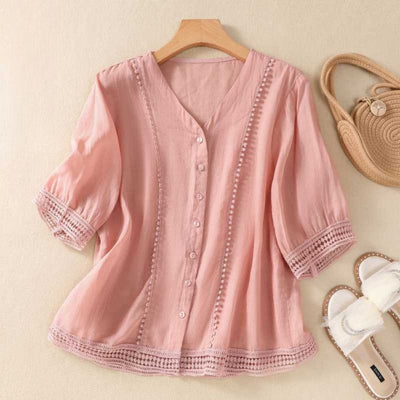 Laurienne™ | Blusa de encaje abotonada