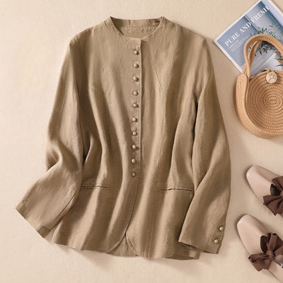 Laurienne™ | Blusa de lino abotonada