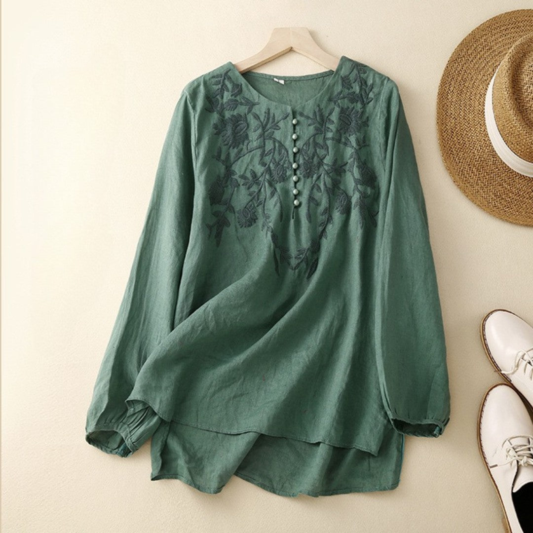 Laurienne™ | Blusa bordada con botones