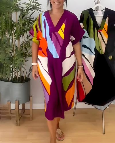 Roos™ | Vestido informal con estampado de hojas de colores