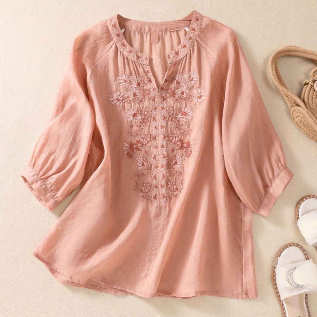 Laurienne™ | Blusa bordada con escote abierto