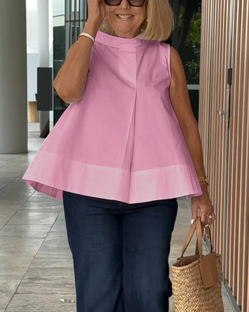 Sana – Blusa lisa sin mangas de estilo minimalista y chic