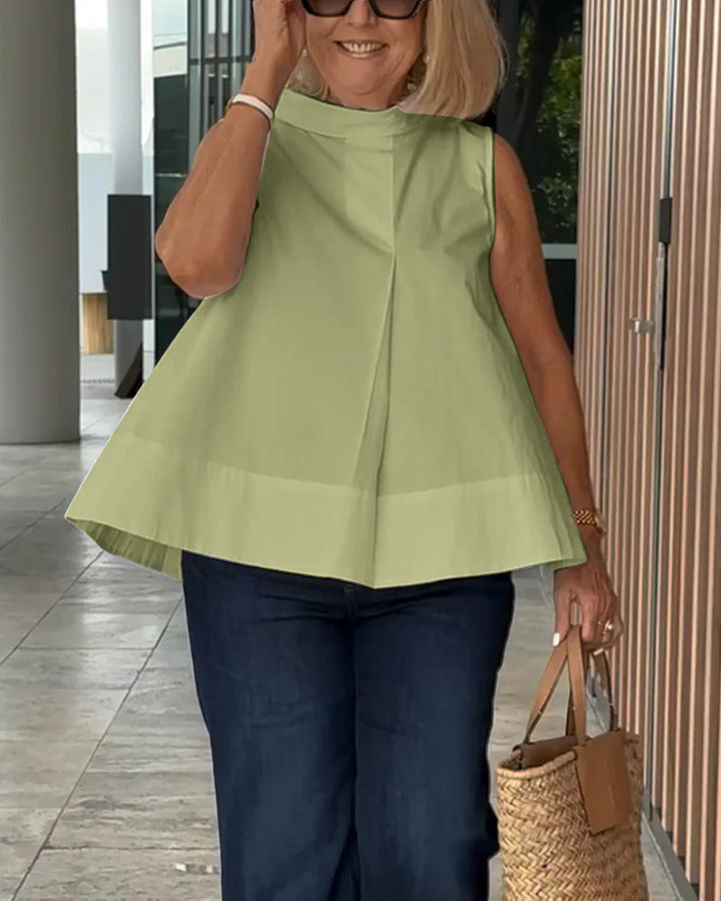Sana – Blusa lisa sin mangas de estilo minimalista y chic