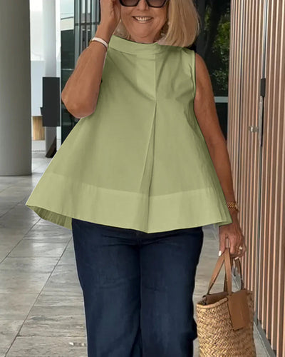 Sana – Blusa lisa sin mangas de estilo minimalista y chic