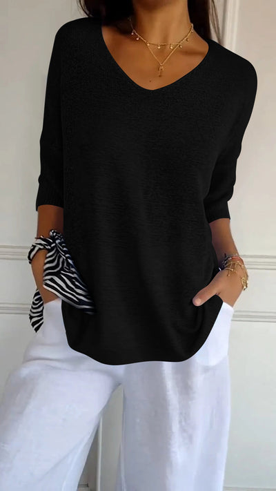 Anna - Top de malla con cuello en V