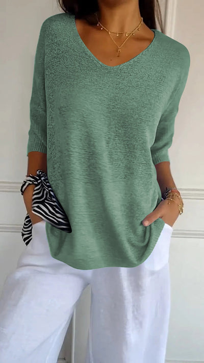 Anna - Top de malla con cuello en V