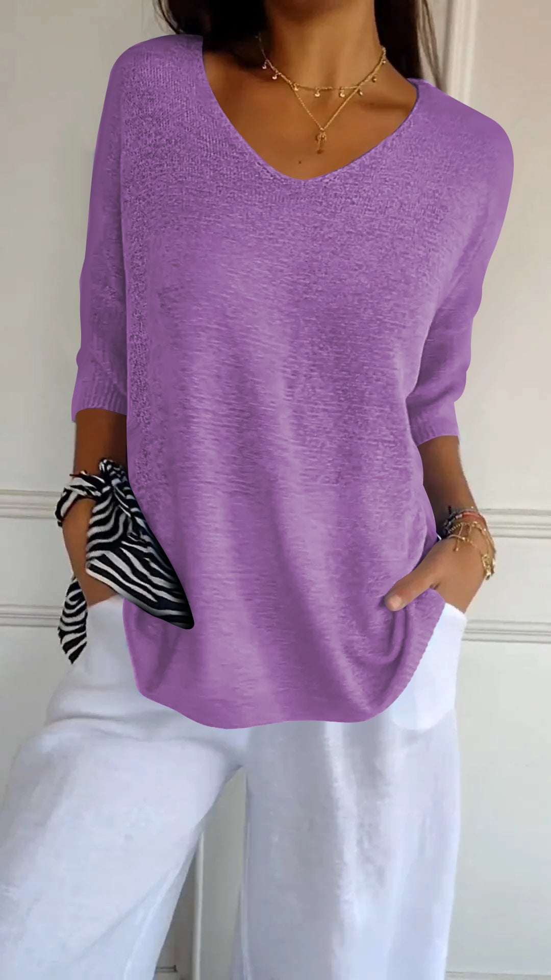 Anna - Top de malla con cuello en V