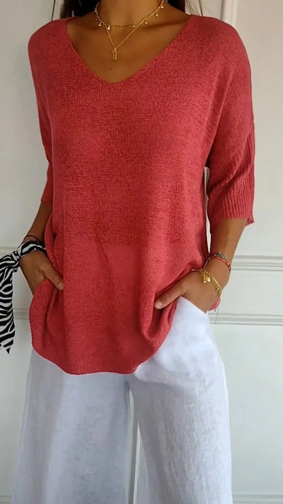 Anna - Top de malla con cuello en V