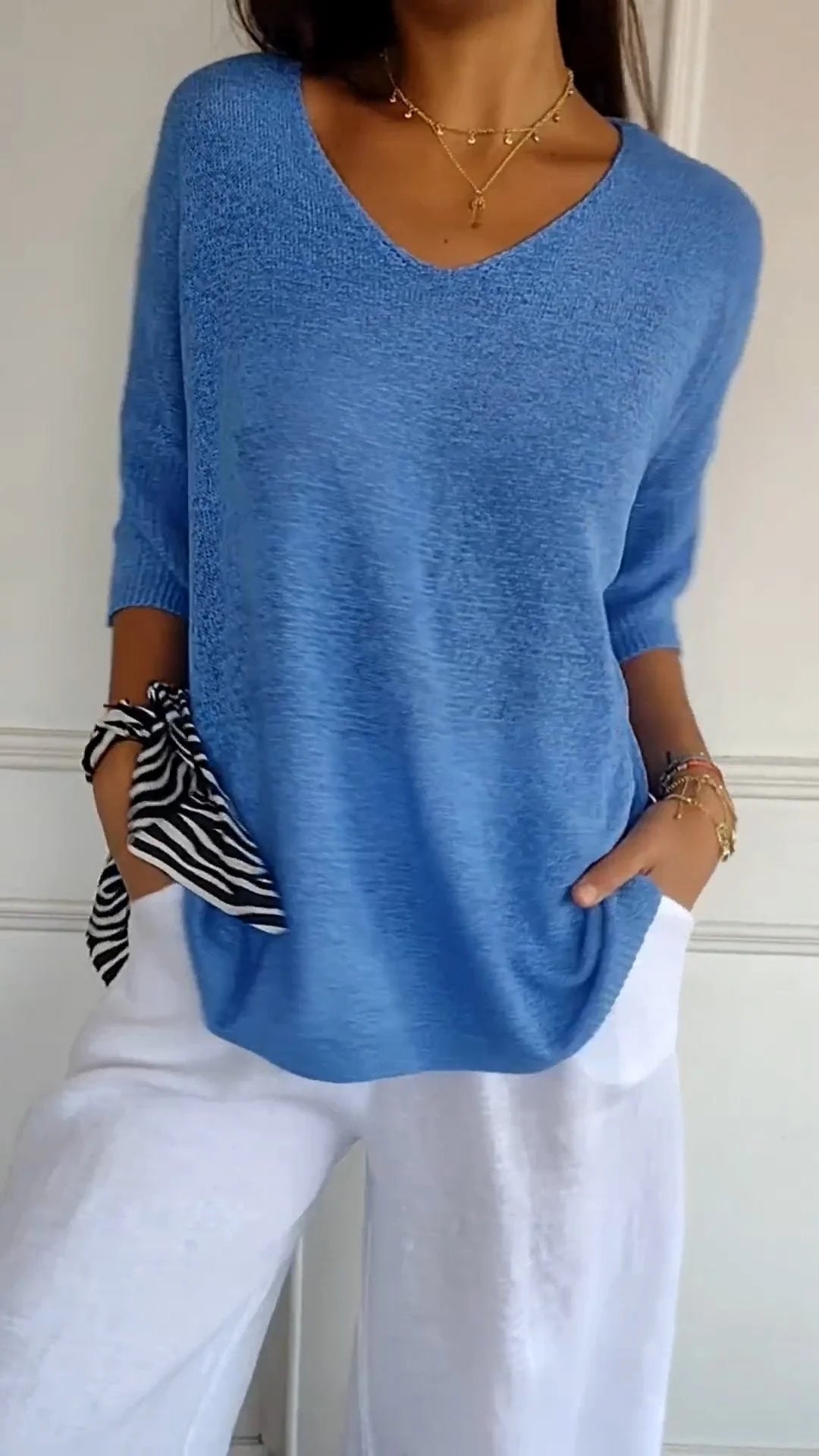 Anna - Top de malla con cuello en V