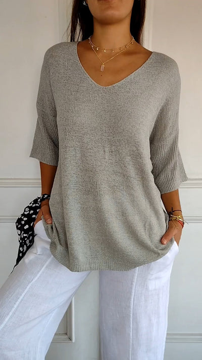 Anna - Top de malla con cuello en V