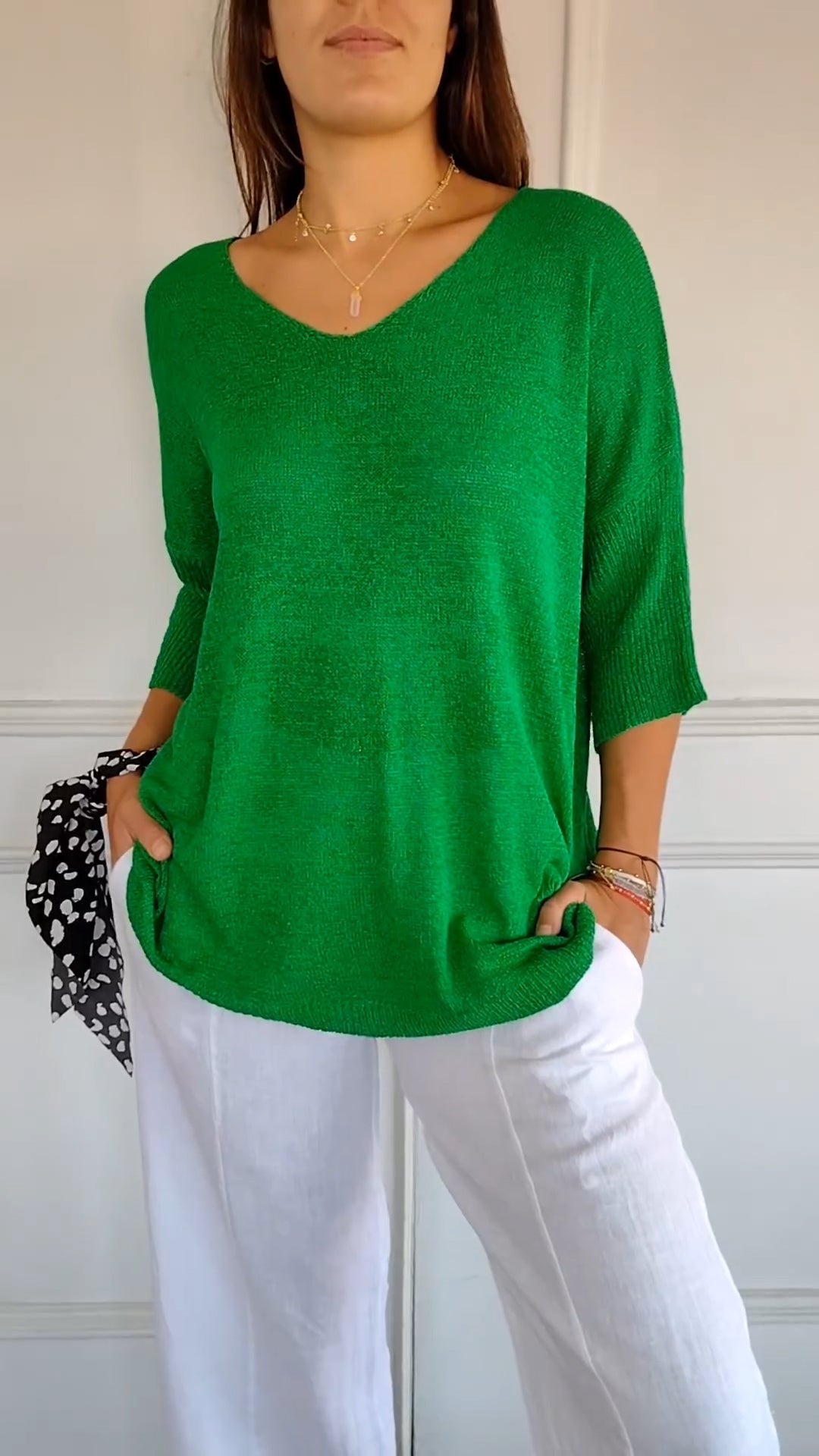 Anna - Top de malla con cuello en V