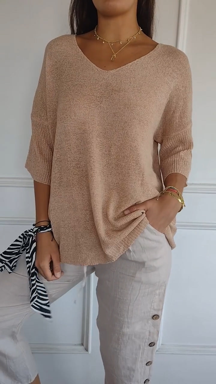 Anna - Top de malla con cuello en V