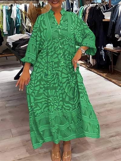 Inge™ | Vestido estampado con cuello en V