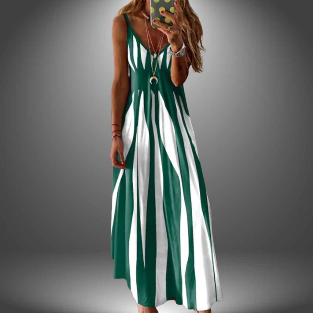 Margit | Vestido largo sin mangas a rayas