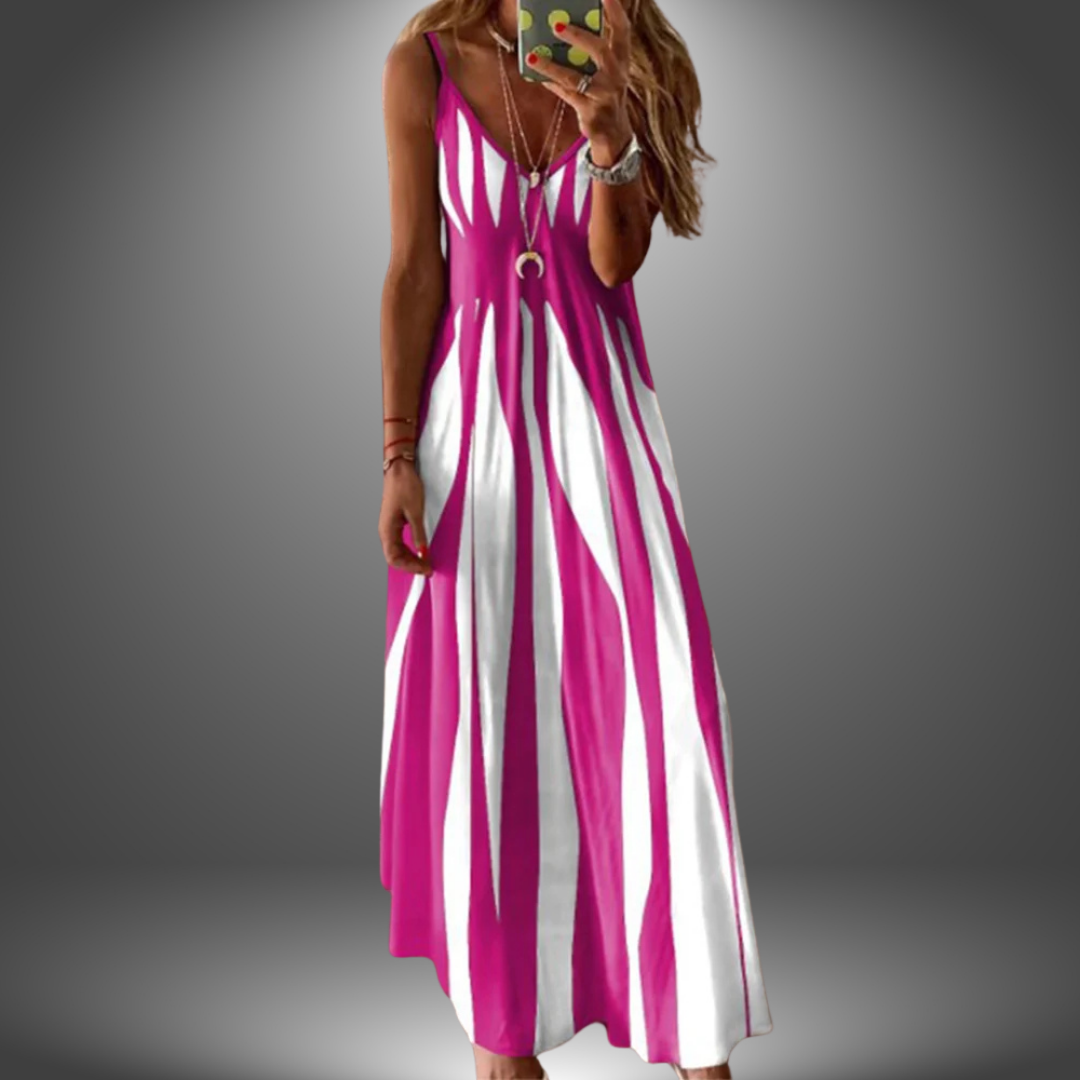 Margit | Vestido largo sin mangas a rayas