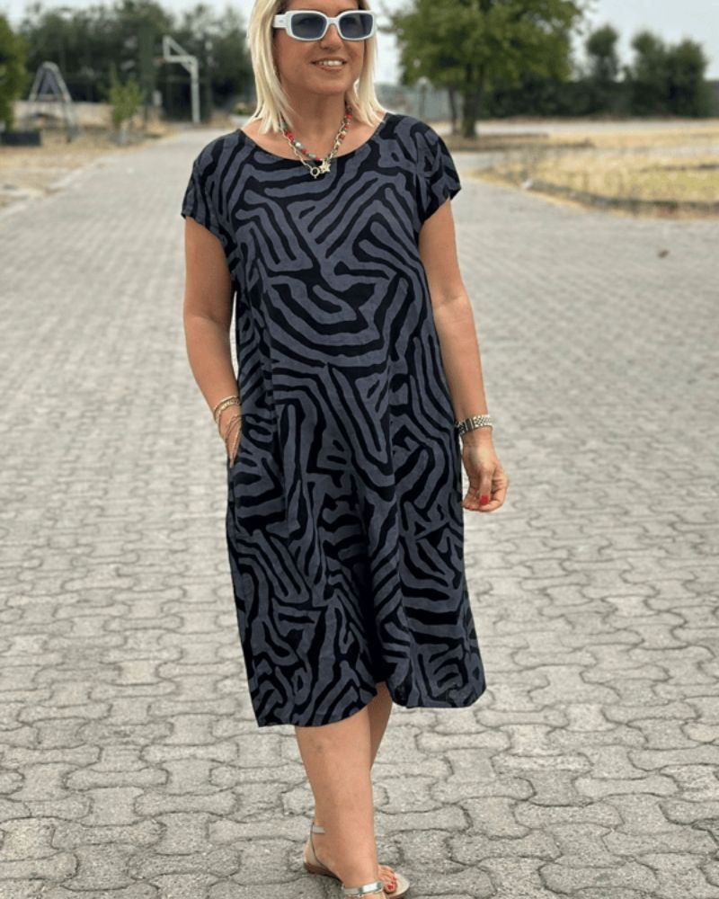 Nelia™ - Vestido de verano con cuello redondo y un bonito estampado