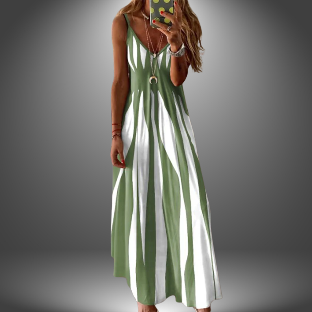 Margit | Vestido largo sin mangas a rayas