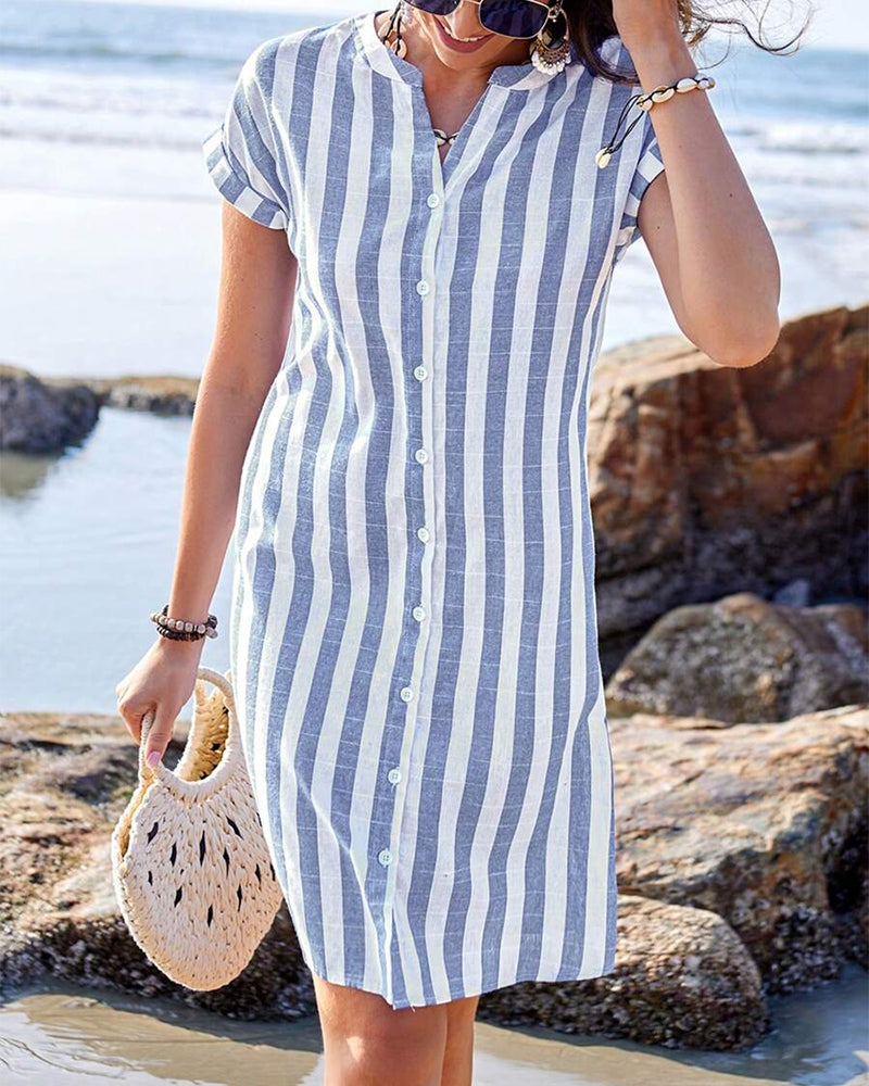 Martine™ | Elegante vestido camisero a rayas