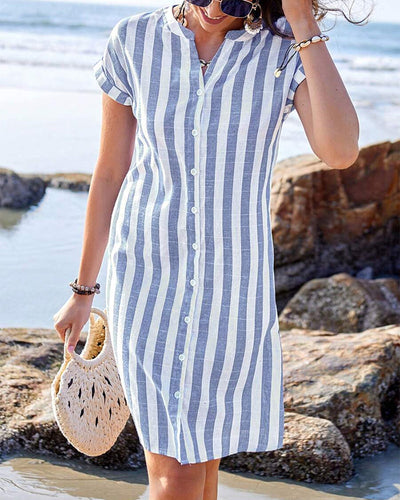 Martine™ | Elegante vestido camisero a rayas