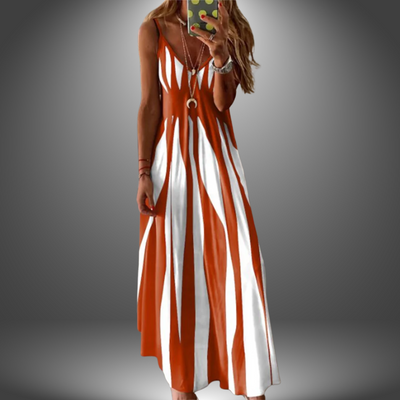 Margit | Vestido largo sin mangas a rayas