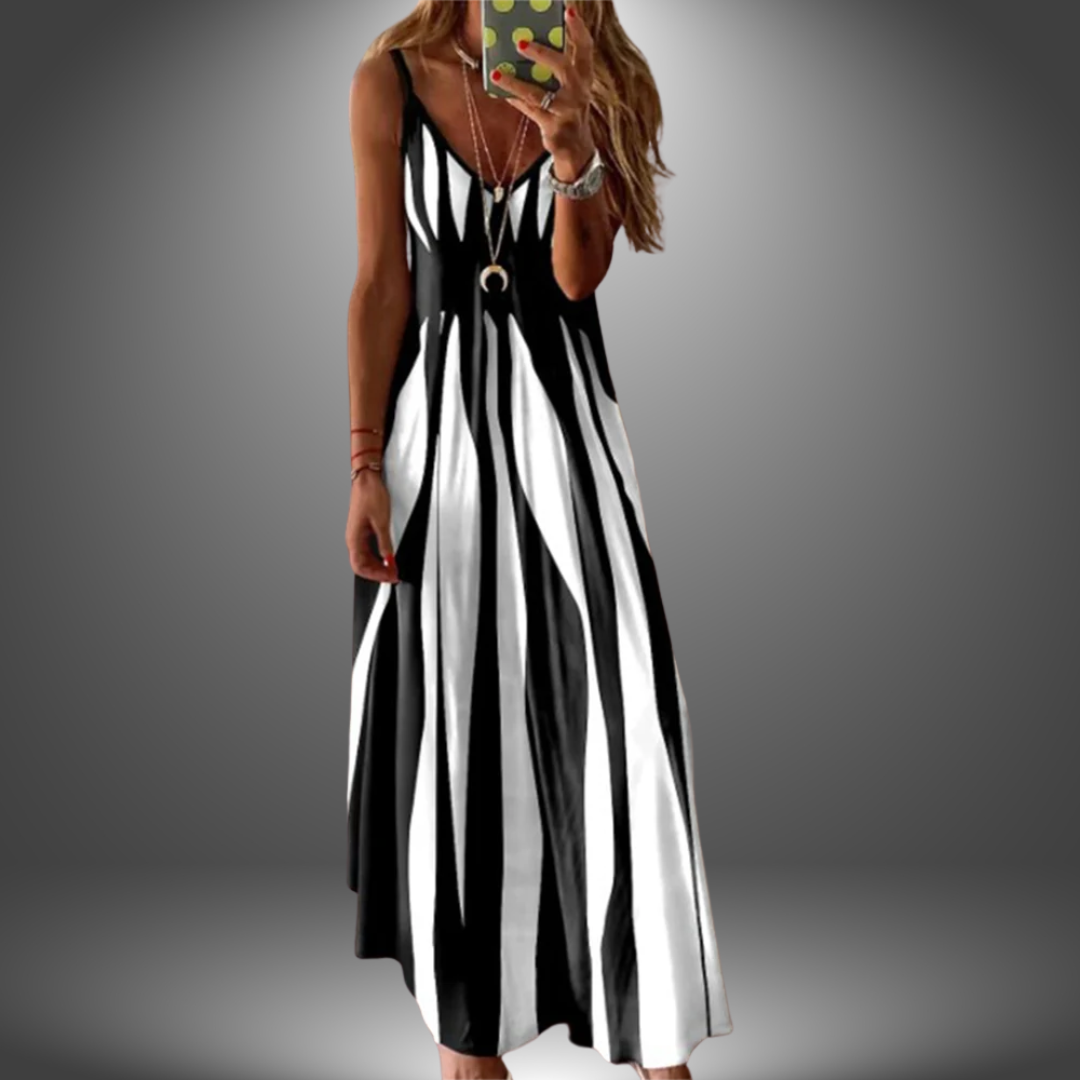Margit | Vestido largo sin mangas a rayas