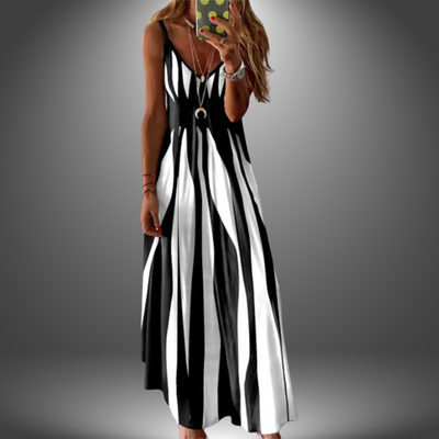 Margit | Vestido largo sin mangas a rayas