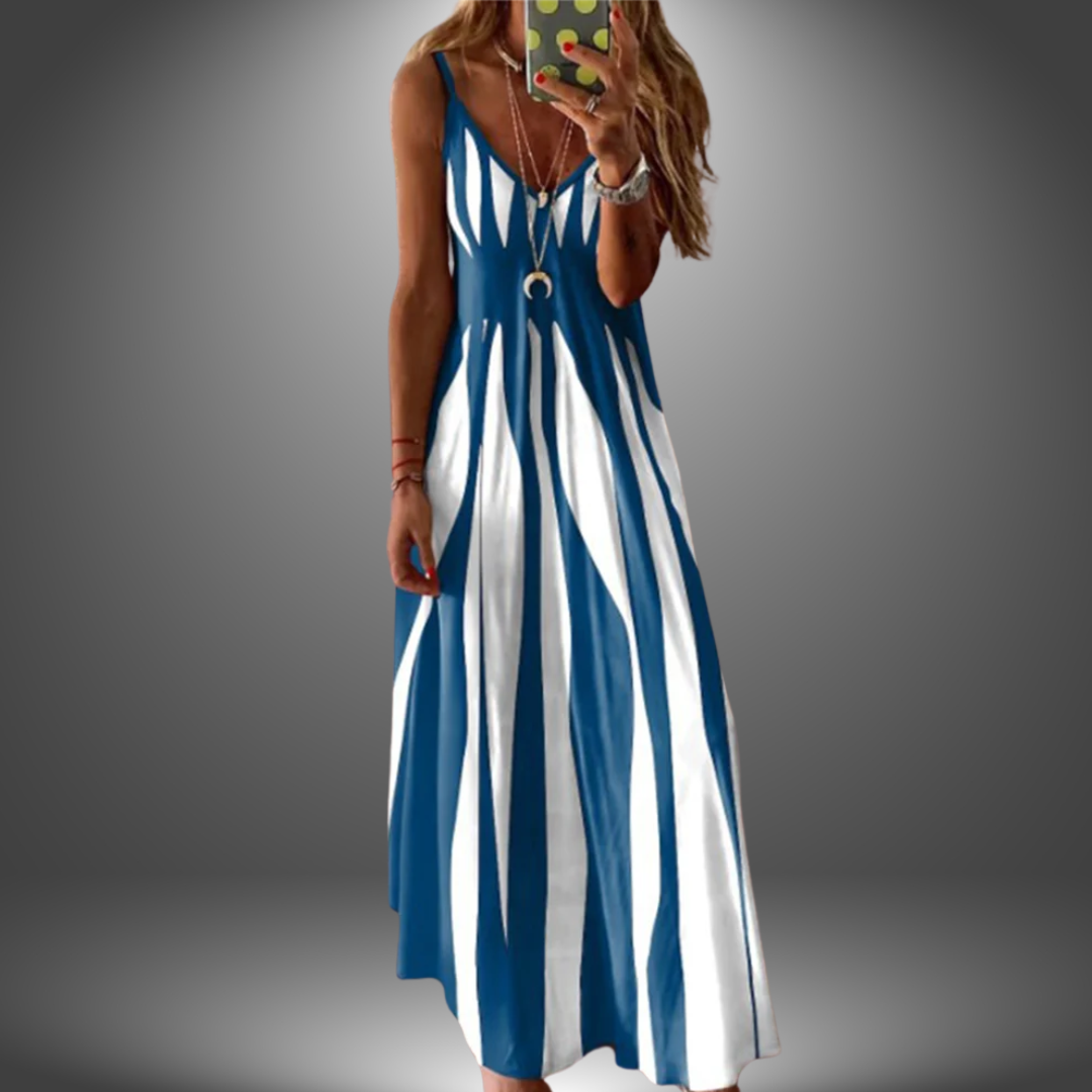 Margit | Vestido largo sin mangas a rayas