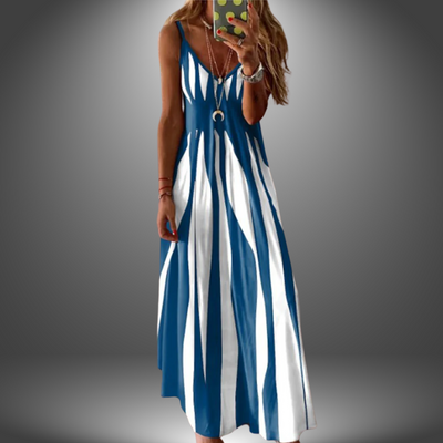 Margit | Vestido largo sin mangas a rayas