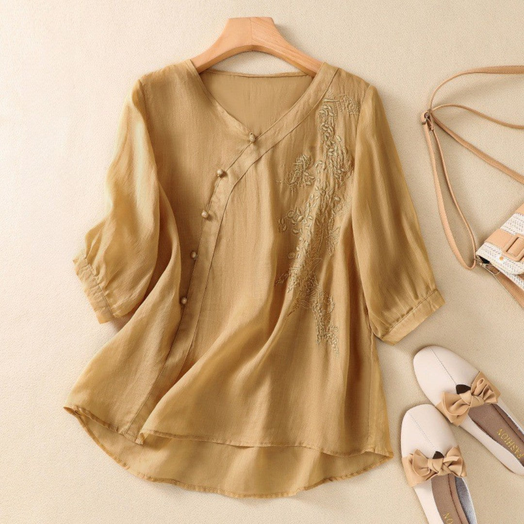 Laurienne™ |Blusa de botones asimétricos