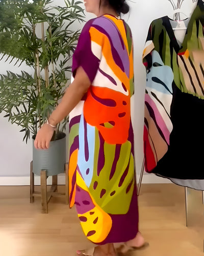 Roos™ | Vestido informal con estampado de hojas de colores