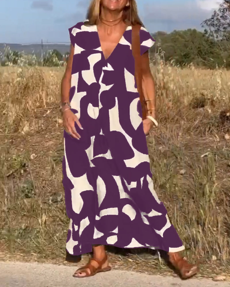 Ellen | Vestido estampado con escote en pico