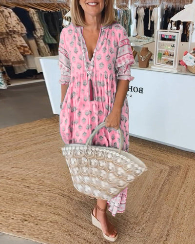 Modena™ - Vestido casual estampado con escote en V y media manga