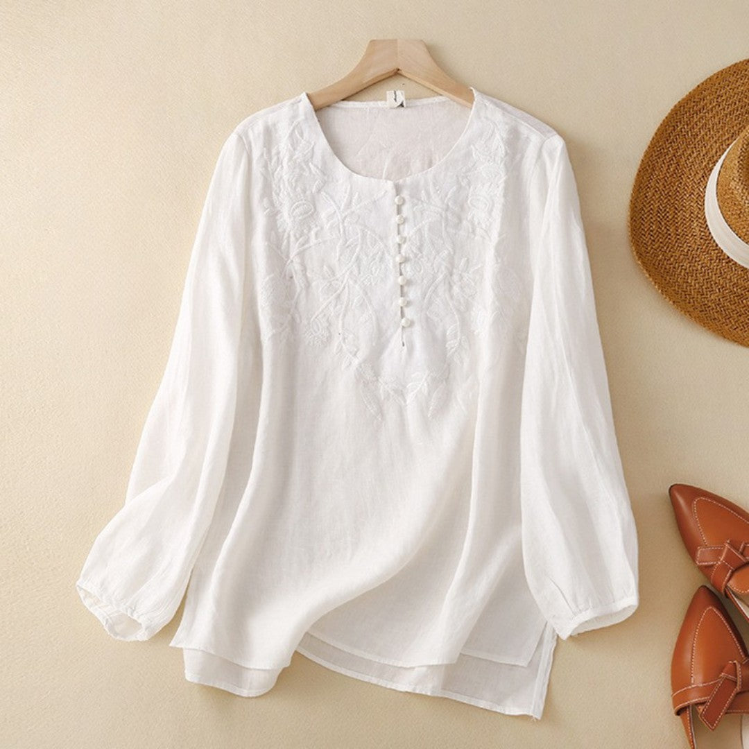 Laurienne™ | Blusa bordada con botones