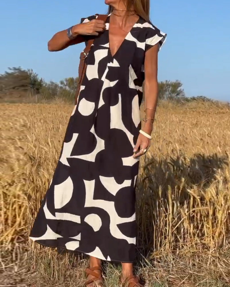 Ellen | Vestido estampado con escote en pico