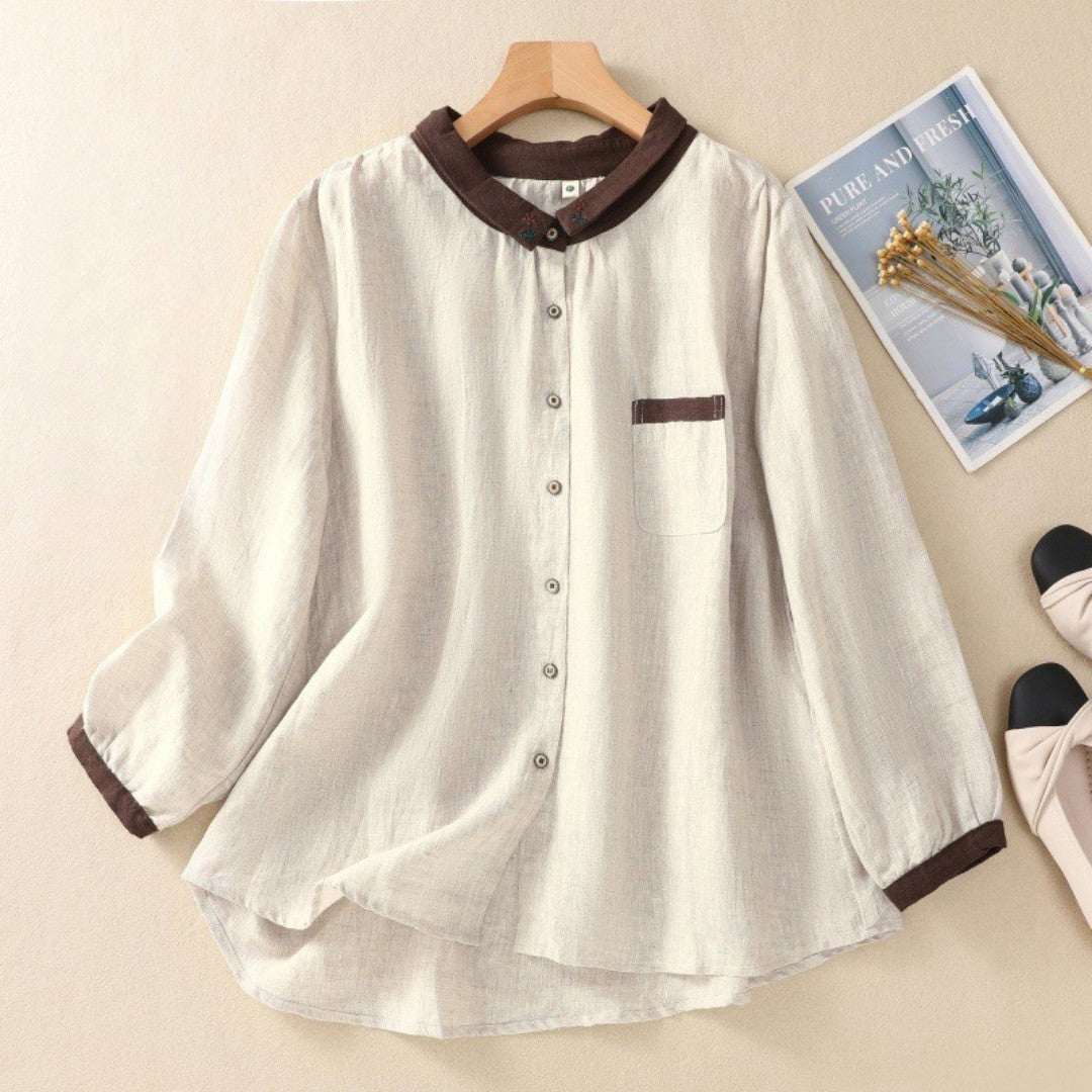 Laurienne™ | Blusa abotonada en contraste