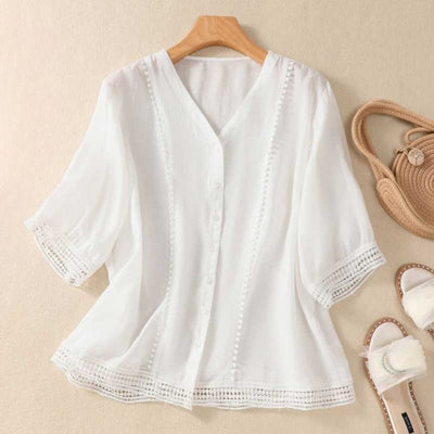 Laurienne™ | Blusa de encaje abotonada