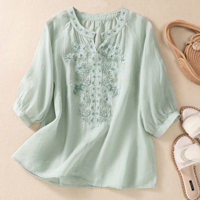 Laurienne™ | Blusa bordada con escote abierto