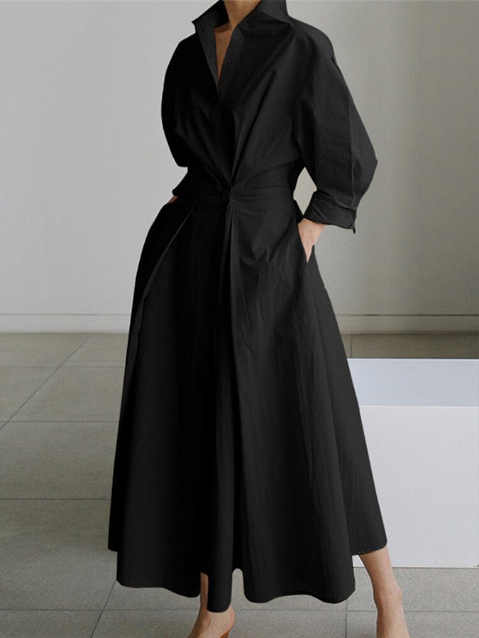 Clémence™ | Vestido midi abotonado