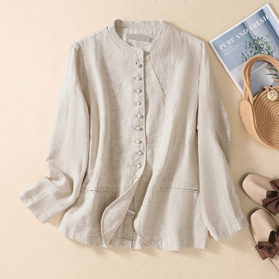 Laurienne™ | Blusa de lino abotonada