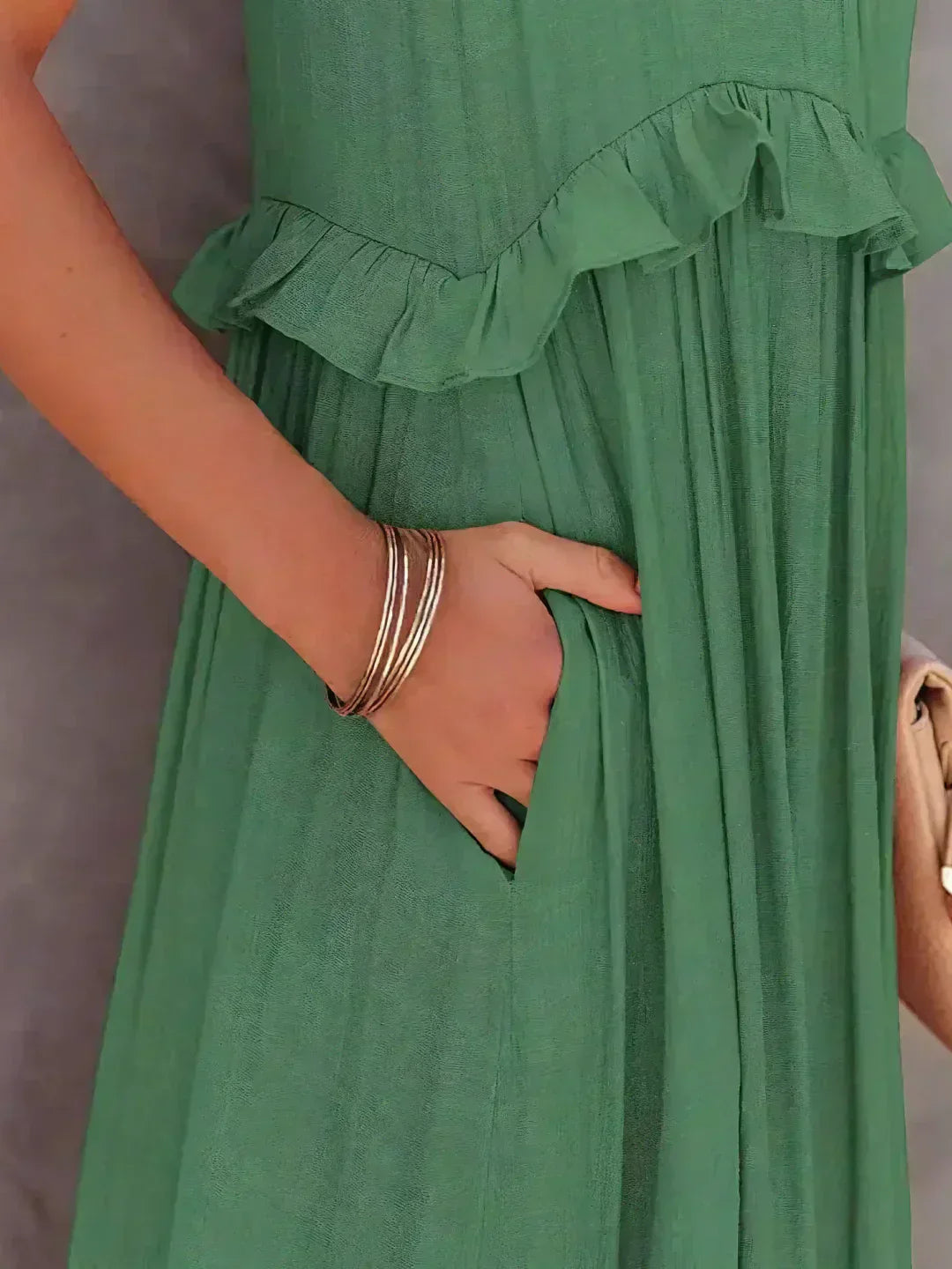 Sarah | Vestido largo con volantes y cuello halter (Casi agotado)