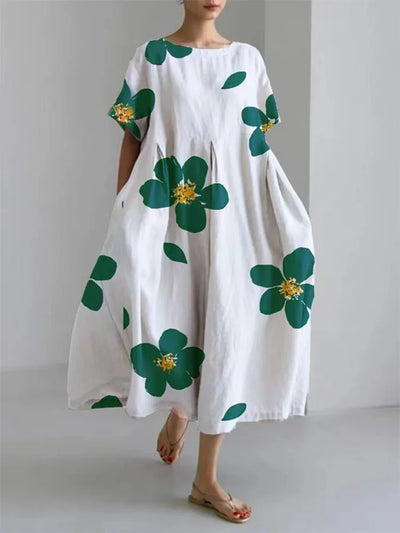 Norie - Vestido de cuello redondo con flores primaverales