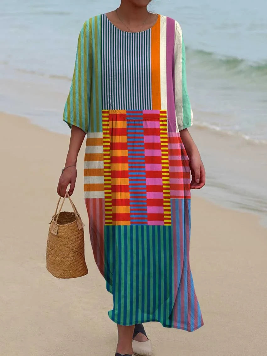 Arla - Vestido con estampado geométrico vintage para mujer